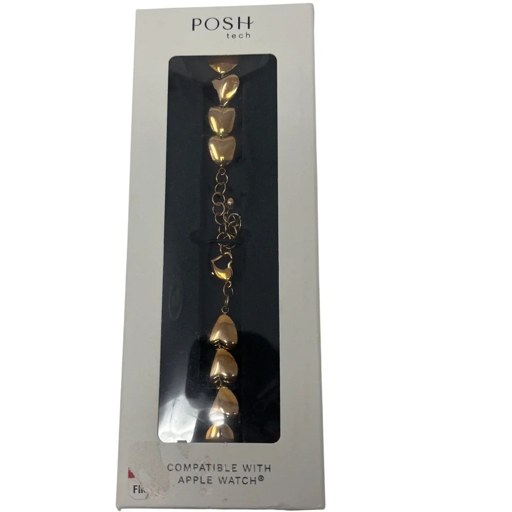 Posh Tech Rose Gold Heart Link Bracelet Band for Apple Watch PT-AWLVHST42-RG